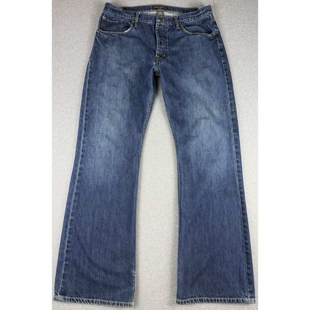 Banana Republic Mens Bootcut Blue Denim Jeans 100% Cotton Medium Wash Button Fly